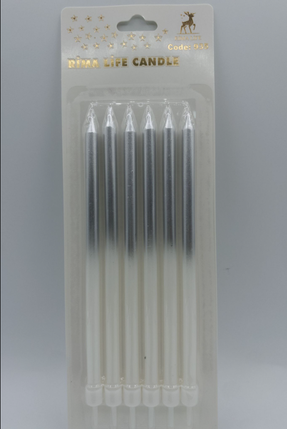 Gümüş Beyaz Doğum Günü Mumu 6 Lı Kod: 935